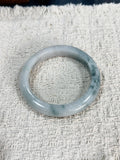 Icy Waxy Floating Green Flower Type A Burmese Jadeite Jade Bangle Size:63