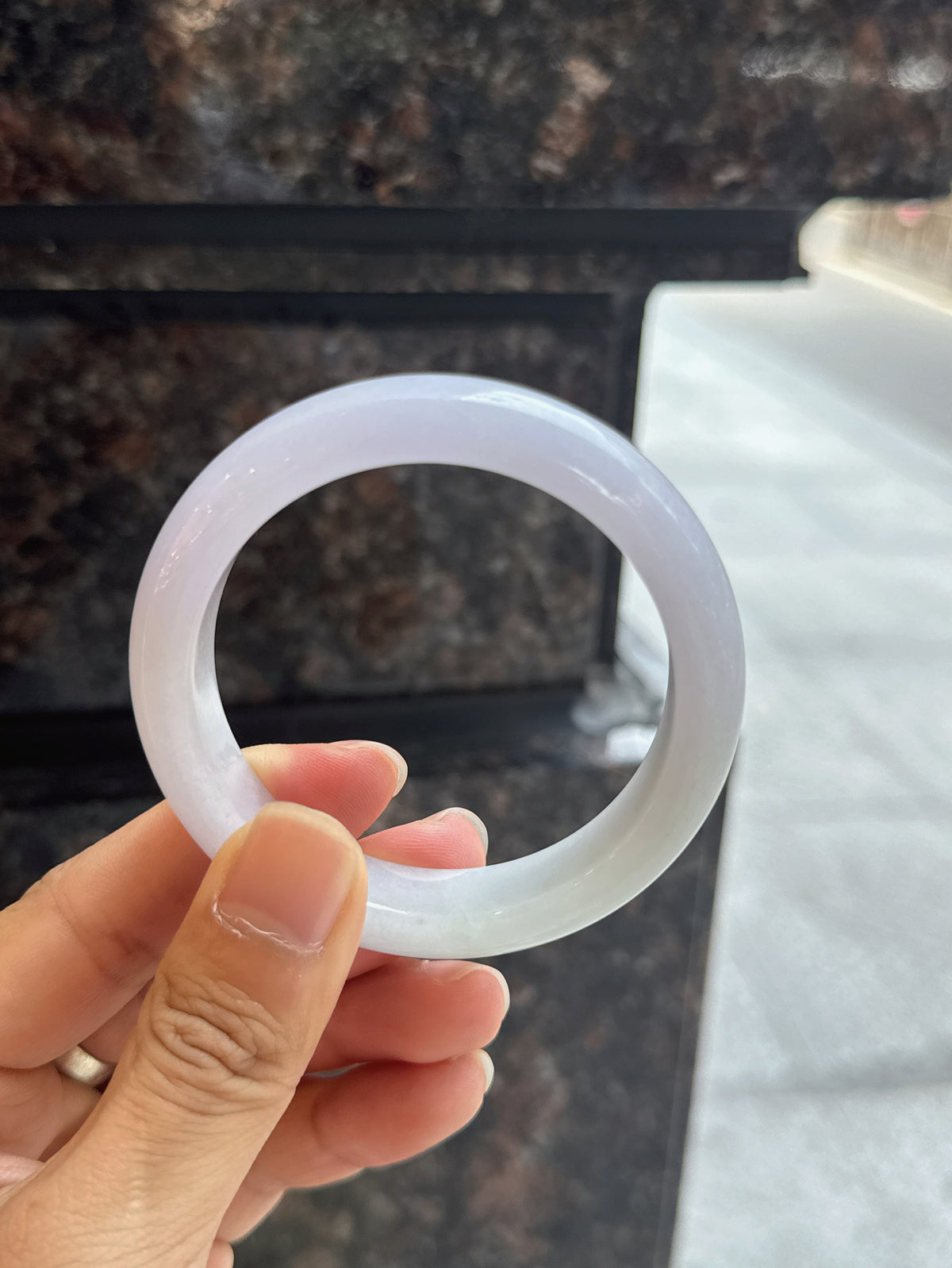 Grade A Natural Myanmar Jadeite Bangle Light Lavender Purple Jade Bangle
