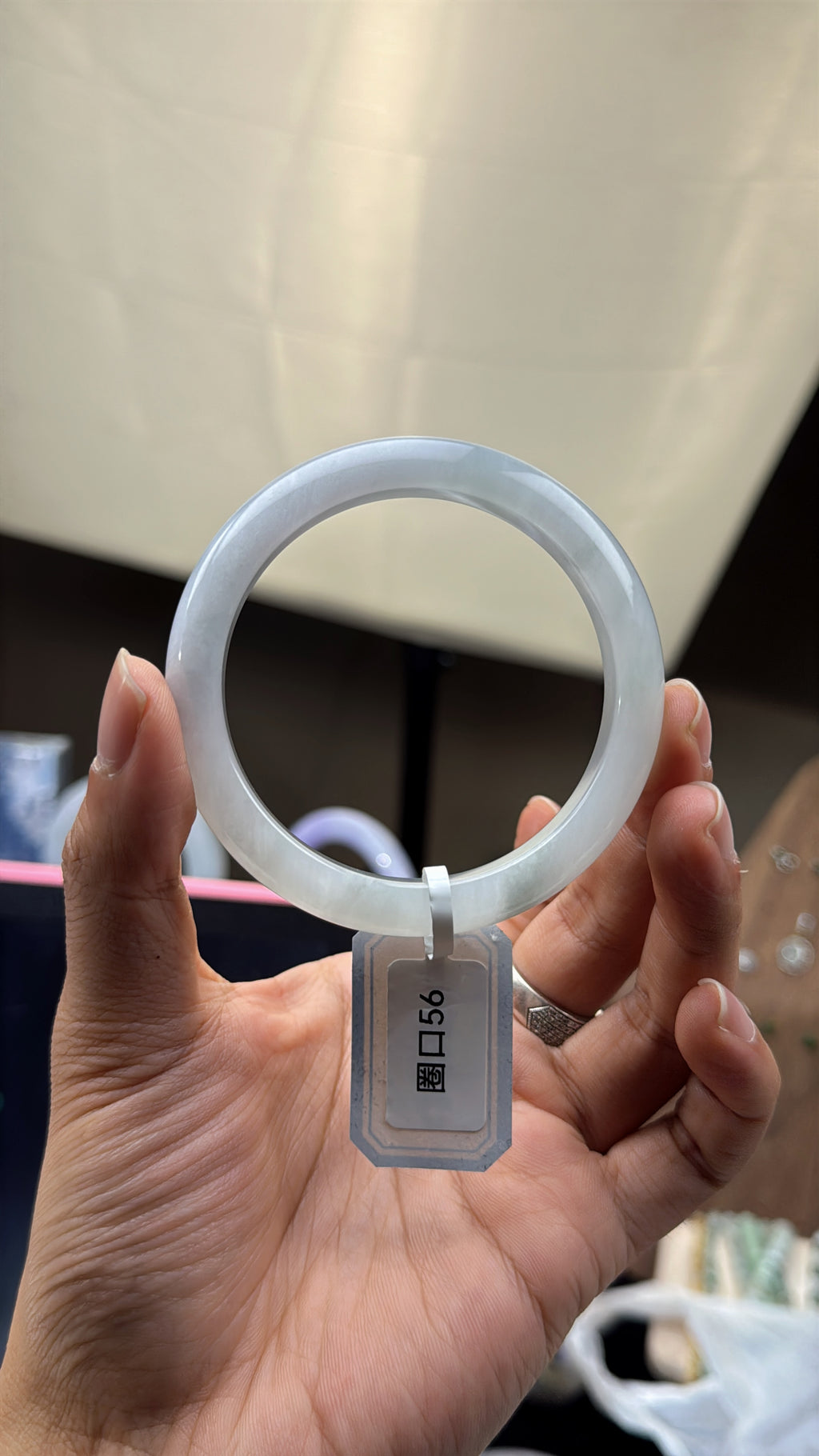 Natural Type‑A White Ice Jadeite Bangle