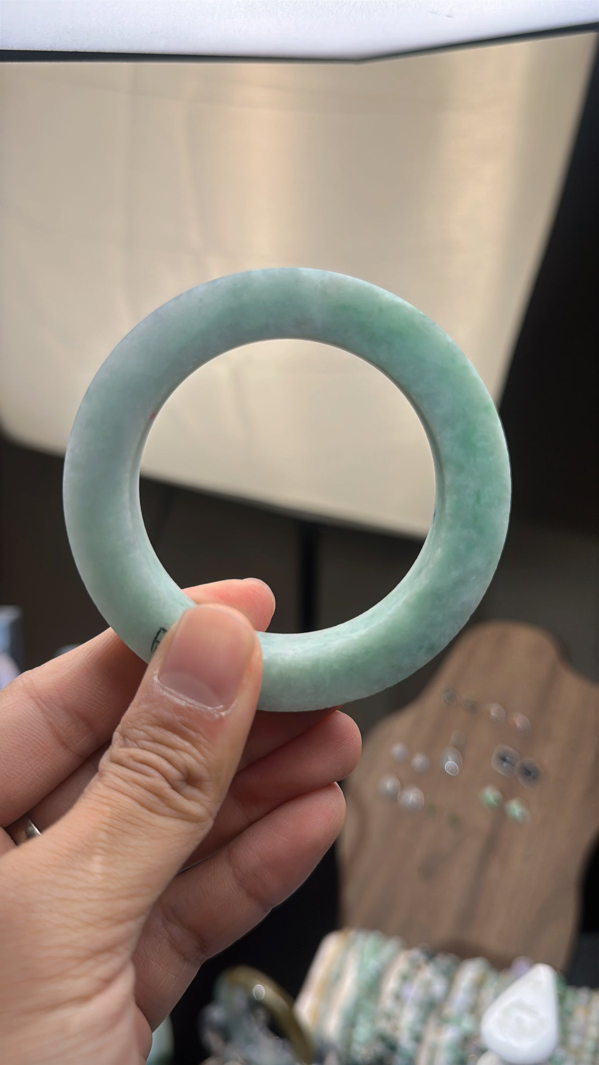 Natural Type‑A Icy Blue Jadeite Bangl,Natural Type‑A Pea Green Jadeite Bangle